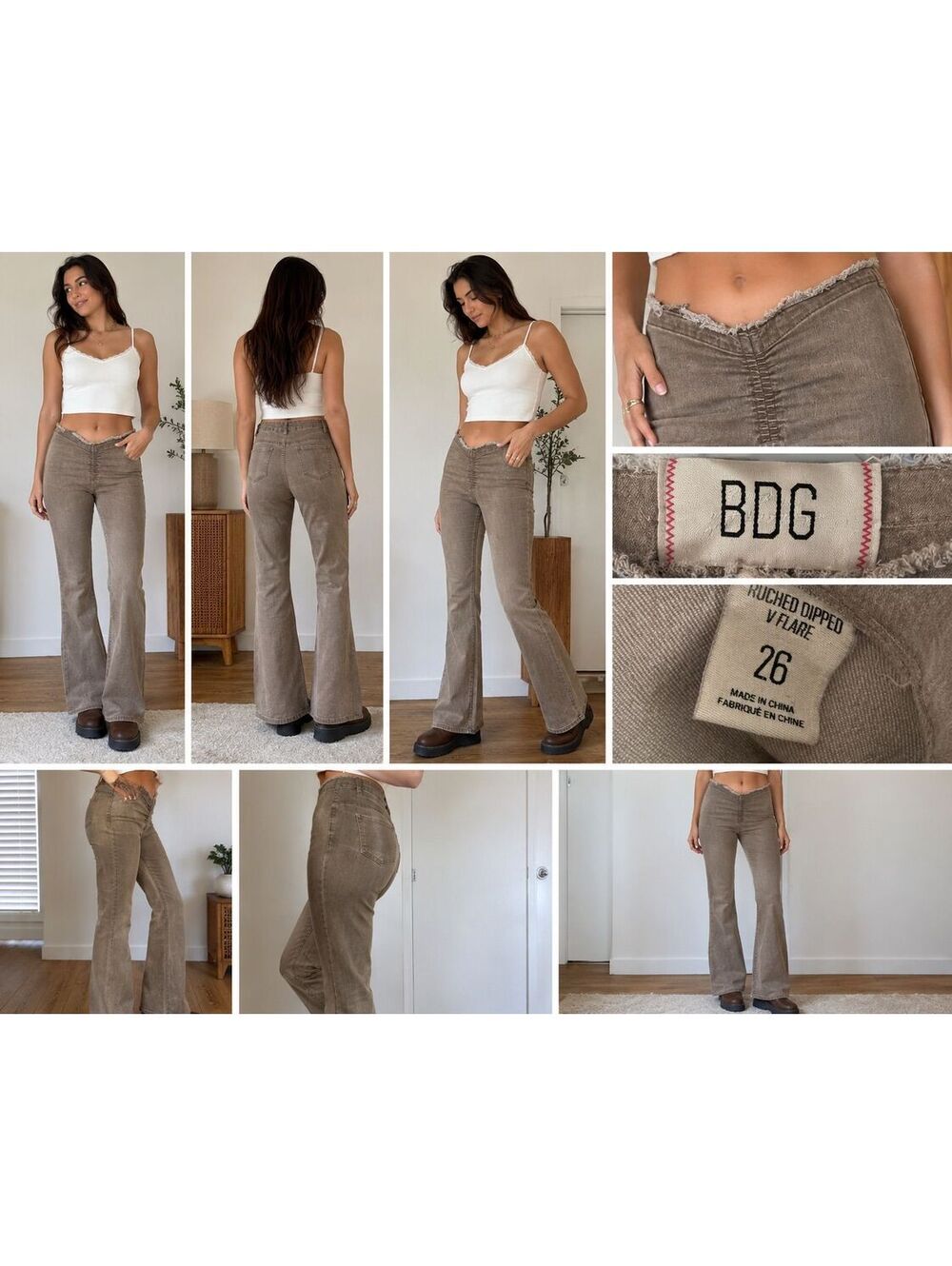 219. BDG•Ruched Dipped V Flare Jeans•Size 26
